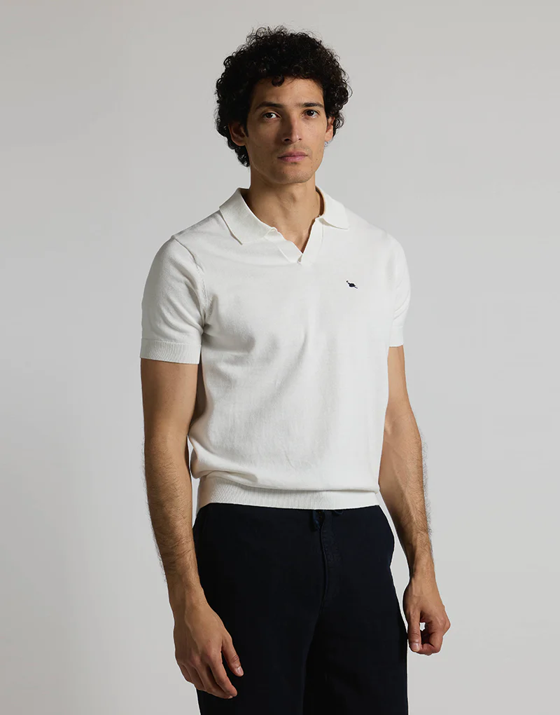 Polo punto manga corta blanco