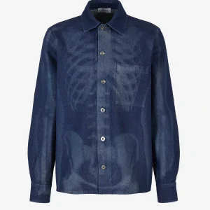 Camisa Denim Motivo Esqueleto
