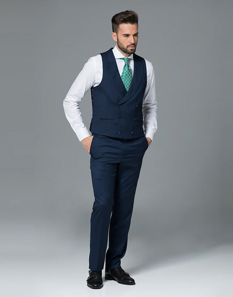 Chaqué ojo de perdiz marino chaleco cruzado - Imagen 3