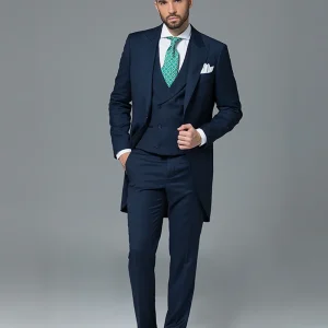 Chaqué ojo de perdiz marino chaleco cruzado