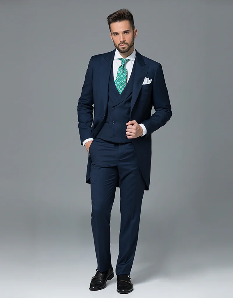 Chaqué ojo de perdiz marino chaleco cruzado