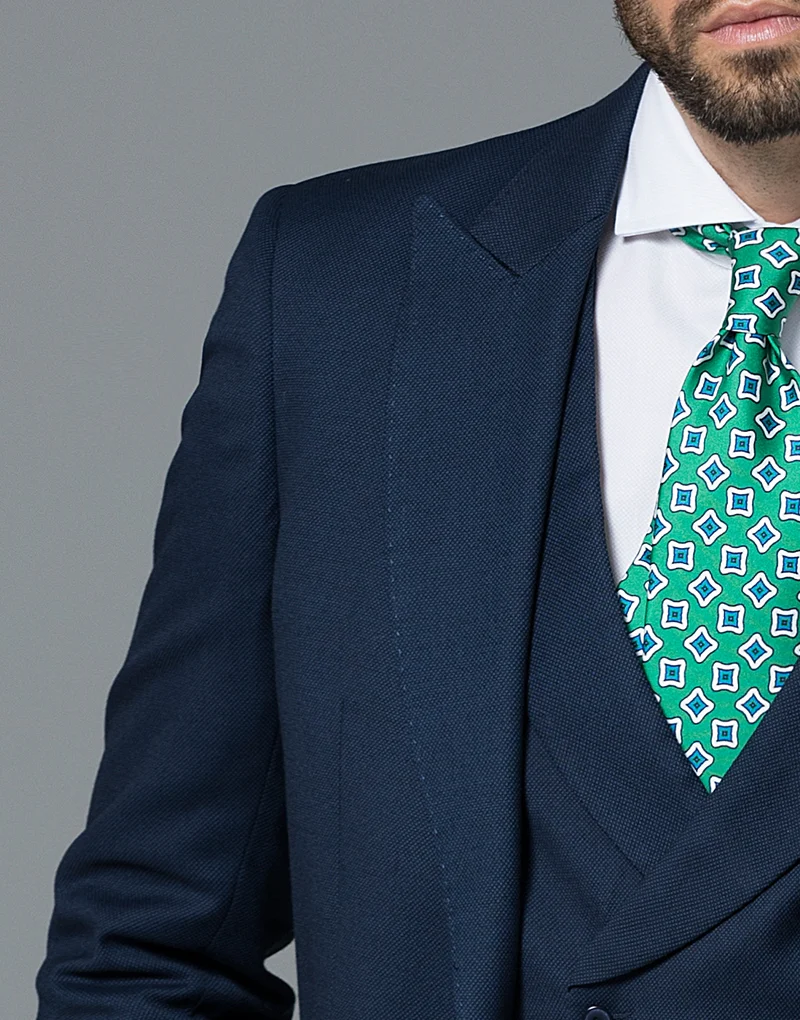 Chaqué ojo de perdiz marino chaleco cruzado - Imagen 6