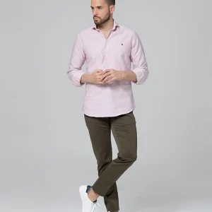 Camisa polera burdeos rayas oxford