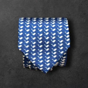 Corbata seda twill flamencos azul marino