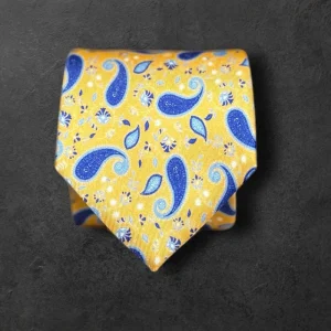 Corbata seda twill cachemir amarilla