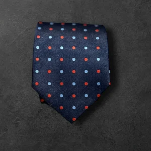 Corbata micro azul marino topo multi