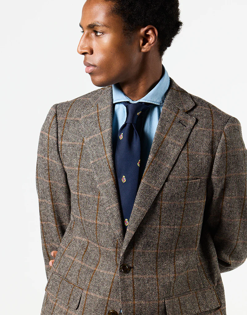 Americana tostada espiga cuadro marrón - Imagen 5