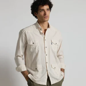 Camisa casual 4 bolsillos beige