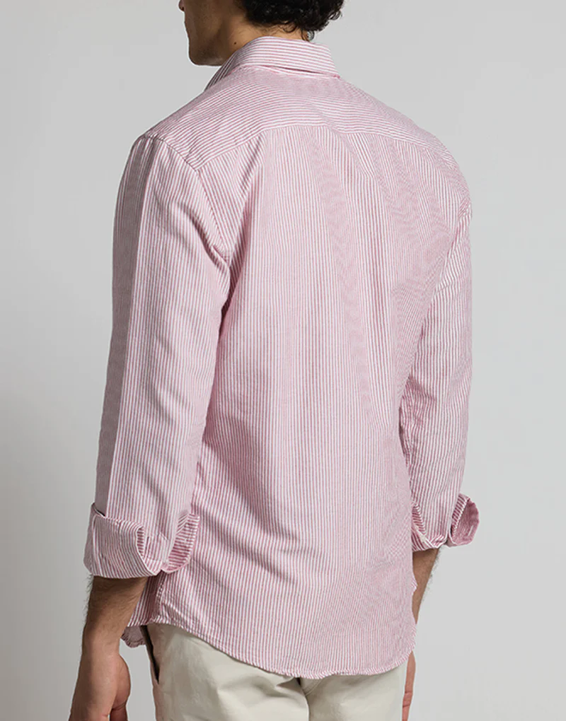 Camisa oxford rayas burdeos button down - Imagen 5