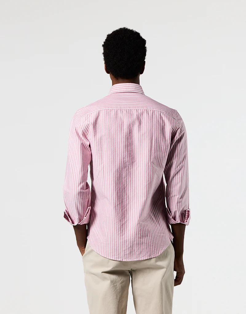 Camisa Italia oxford burdeos raya blanca - Imagen 6