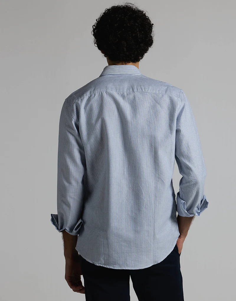 Camisa oxford rayas azul marino button down - Imagen 6