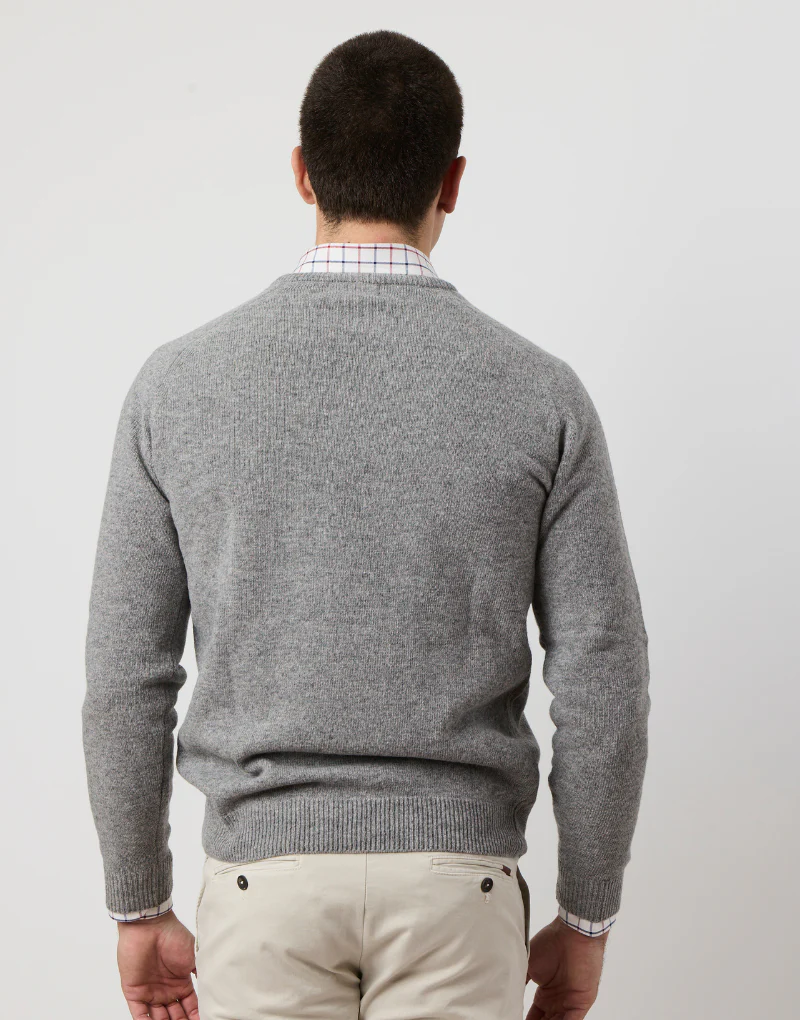 Jersey cuello pico lambswool gris - Imagen 5