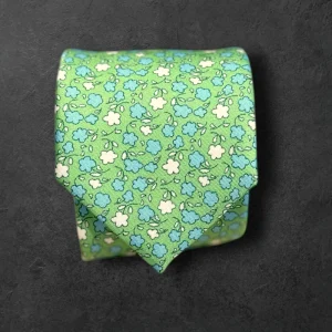 Corbata Verde flor celeste