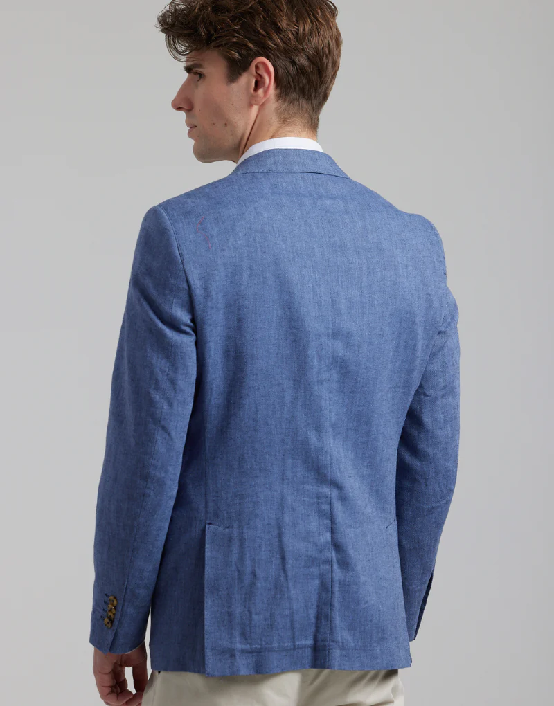 Americana lino espigas azul indigo - Imagen 4