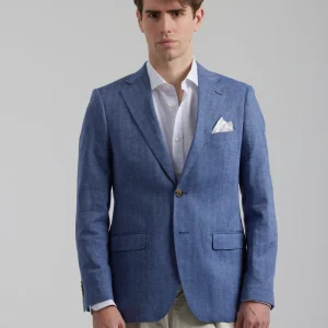 Americana lino espigas azul indigo