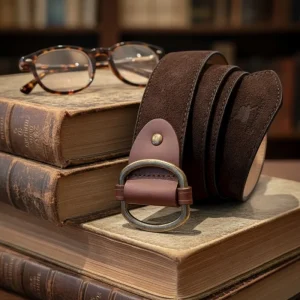 Cinturón serraje marrón hebilla pasada