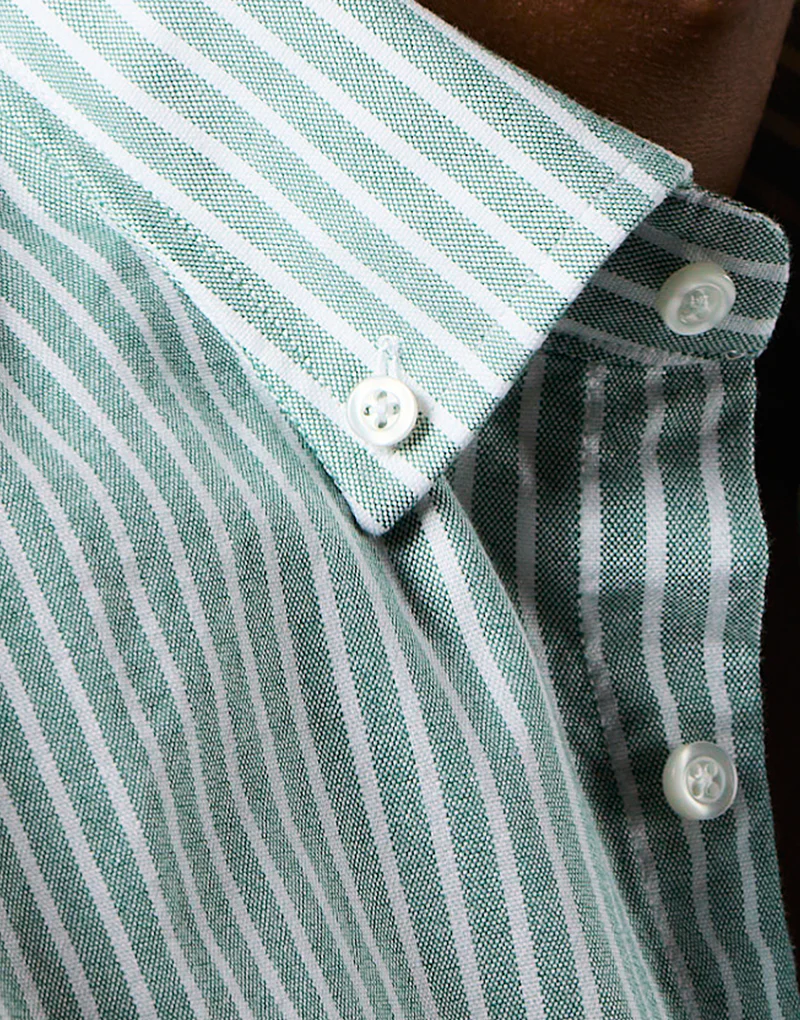 Camisa oxford verde raya blanca - Imagen 7