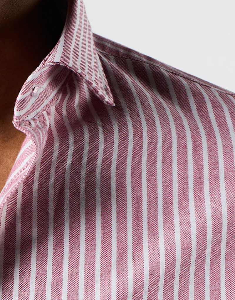 Camisa Italia oxford burdeos raya blanca - Imagen 7