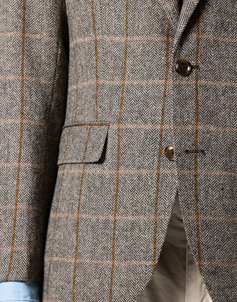 Americana tostada espiga cuadro marrón - Imagen 8