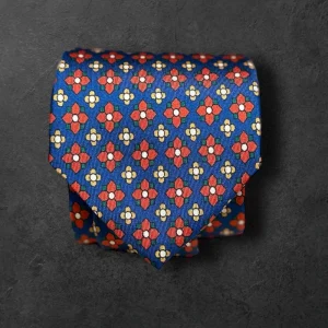 Corbata seda twill geométrico azul marino