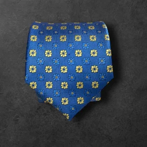 Corbata azulina geométrica amarillo