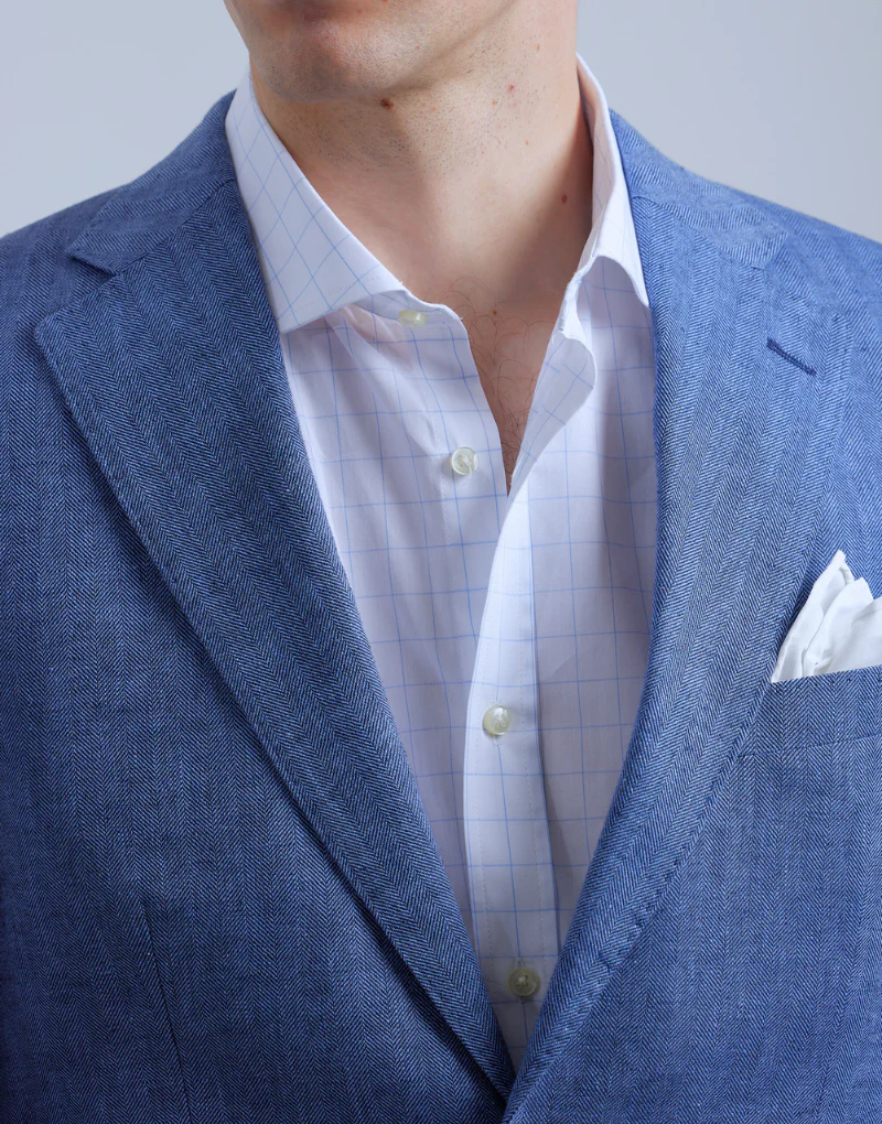 Americana lino espigas azul indigo - Imagen 6