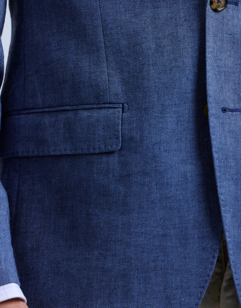 Americana lino espigas azul indigo - Imagen 7