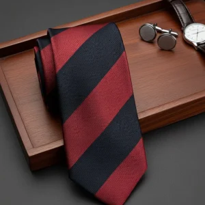 Corbata seda jacquard regimental marino y rojo