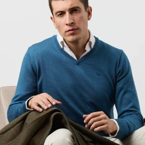 Jersey merino blend pico azul