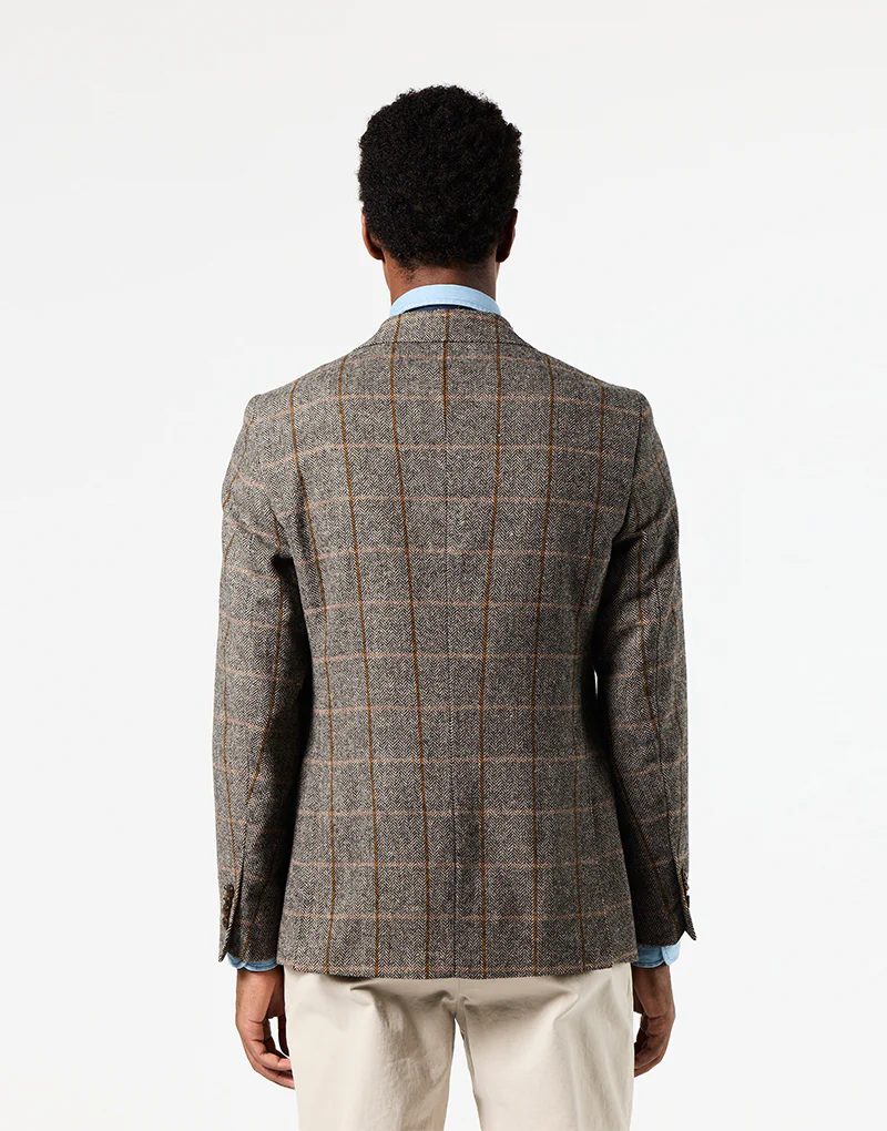 Americana tostada espiga cuadro marrón - Imagen 6