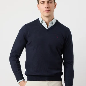 Jersey merino blend pico azul marino