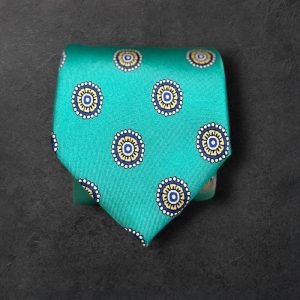 Corbata seda twill medalla verde