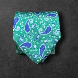 Corbata seda twill cachemir verde