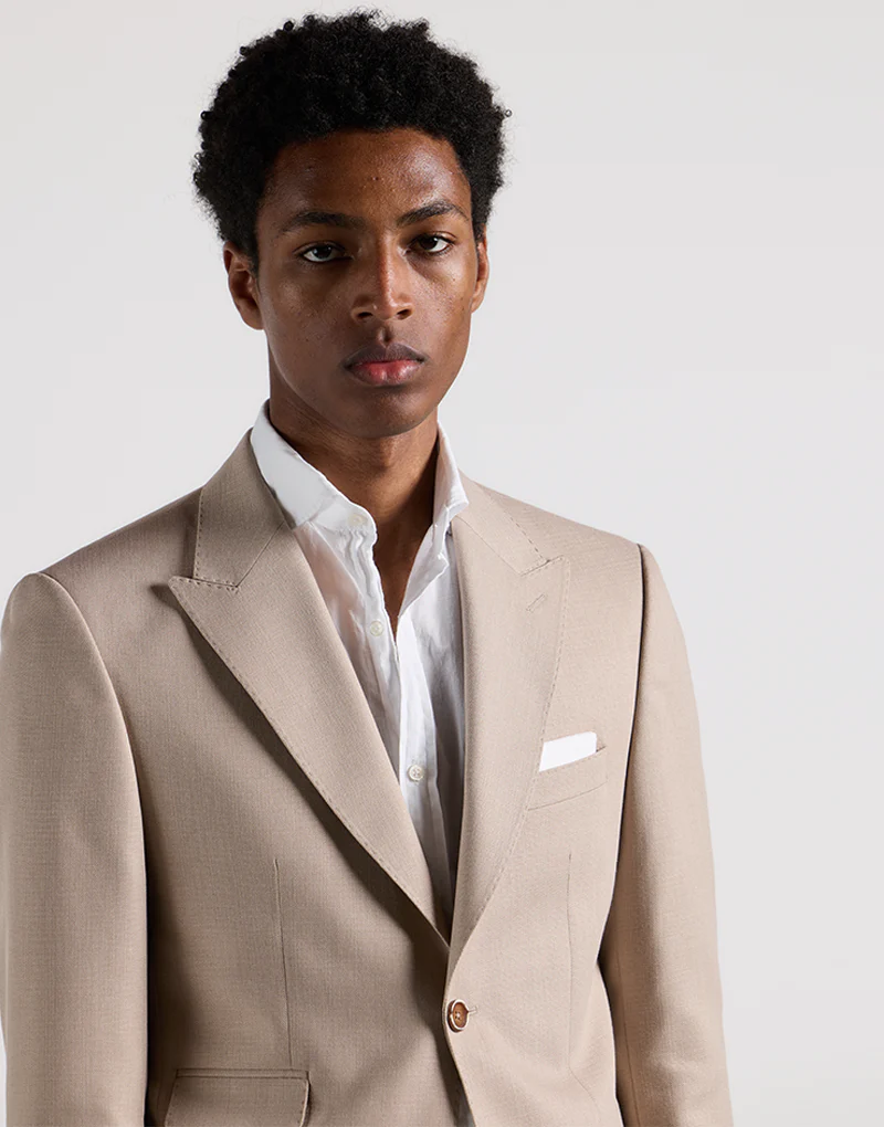 Americana estructura solapa pico beige - Imagen 3