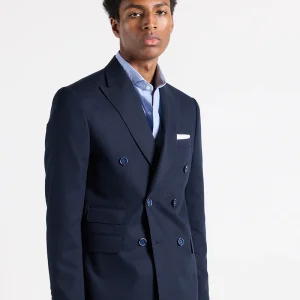 Americana estructura cruzada azul marino