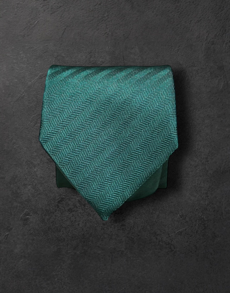 Corbata seda jacquard lisa verde botella