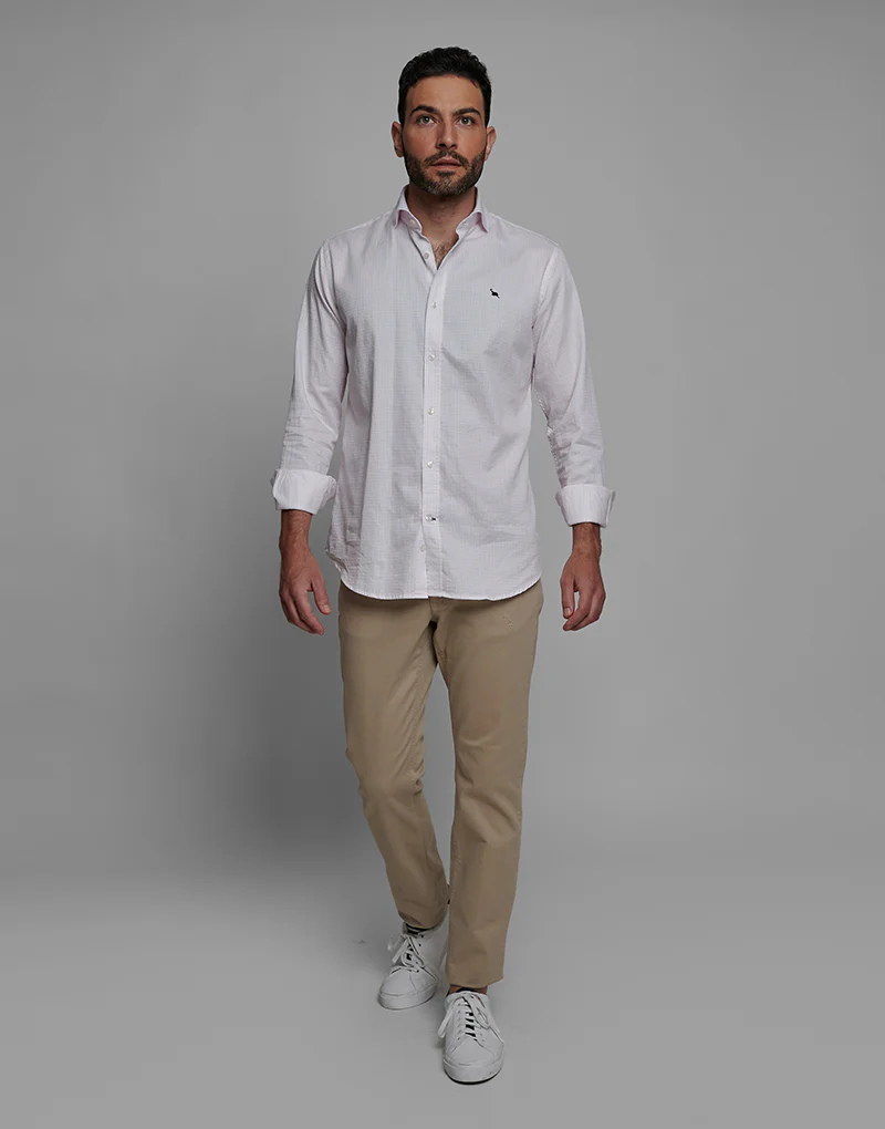 Camisa mini cuadro ventana rosa - Imagen 3