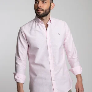 Camisa botón oxford line rosa