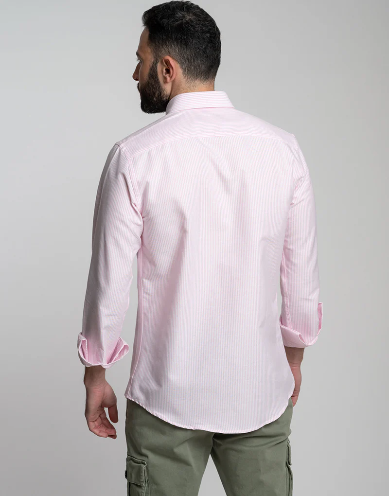 Camisa botón oxford line rosa - Imagen 4