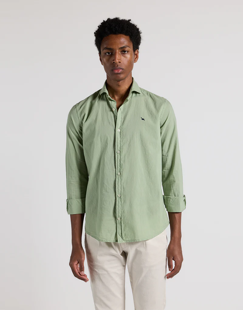 Camisa lavada popelin verde
