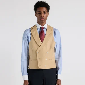 Chaleco lino cruzado beige