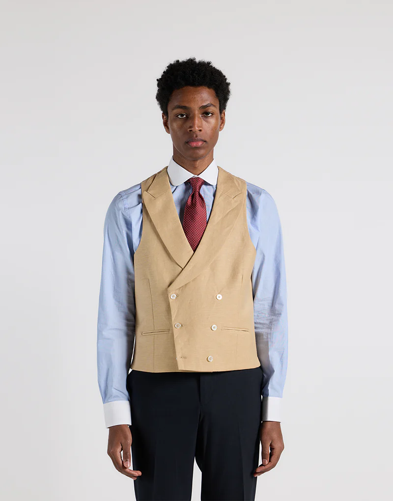 Chaleco lino cruzado beige