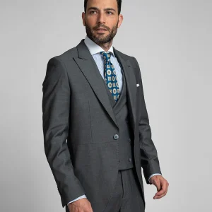 Chaqué espiga gris chaleco cruzado