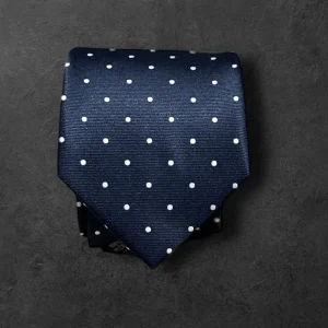 Corbata micro azul marino mini topo blanco