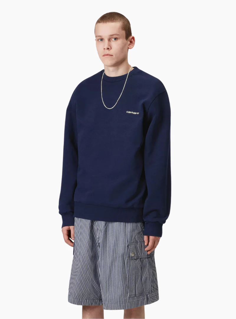 Sudadera Script Embroidery - ink / yellow