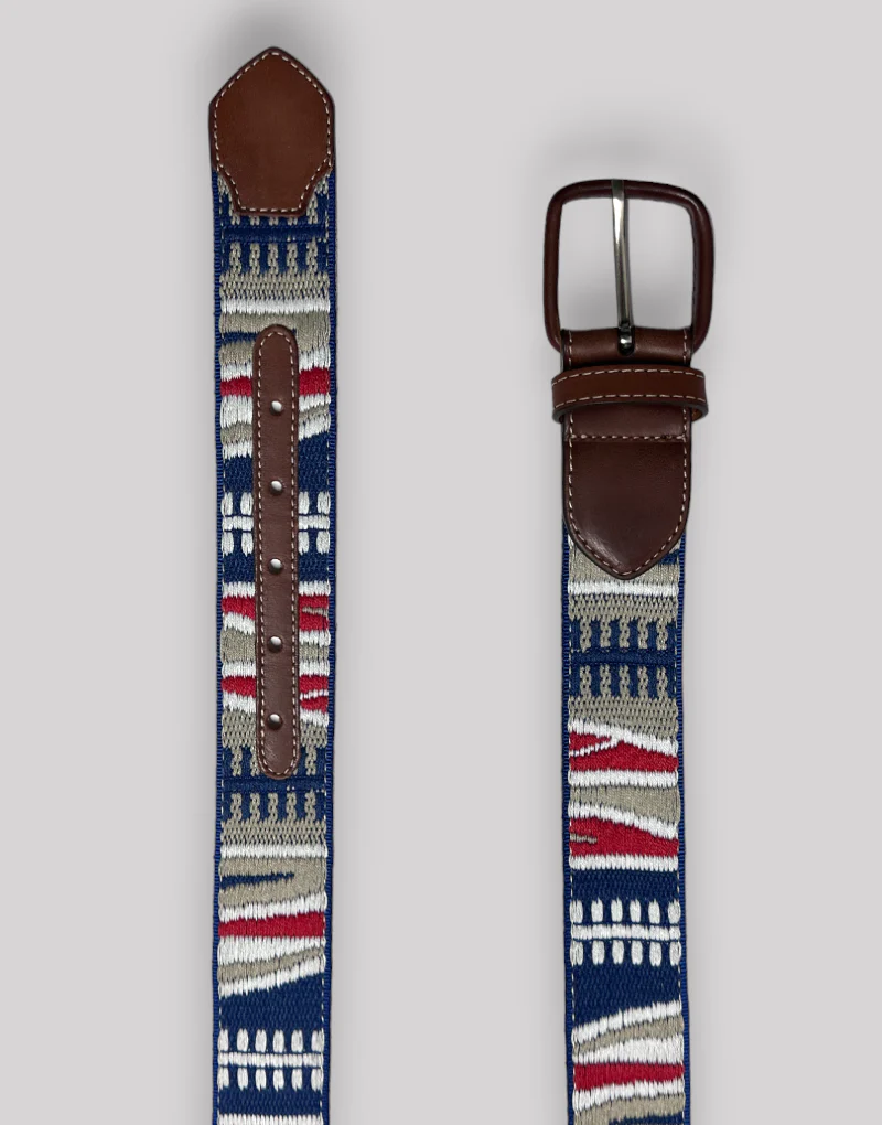 Cinturón étnico marino y camel