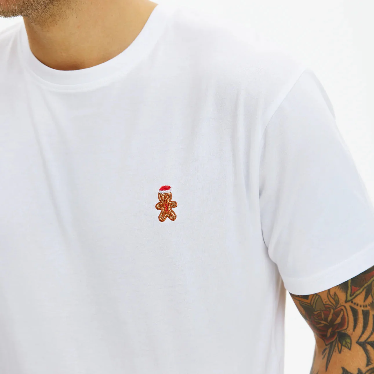 Playera Navideña para Hombre Blanca Gingercookie Algodón Orgánico - Imagen 3