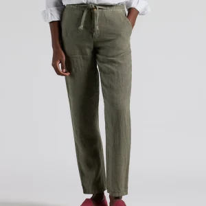 Pantalón cordón lino khaki