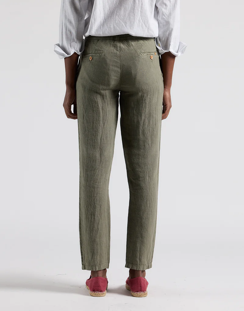 Pantalón cordón lino khaki - Imagen 3