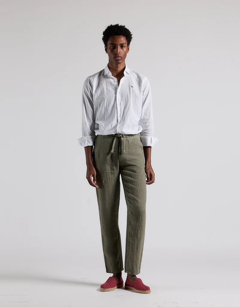 Pantalón cordón lino khaki - Imagen 5